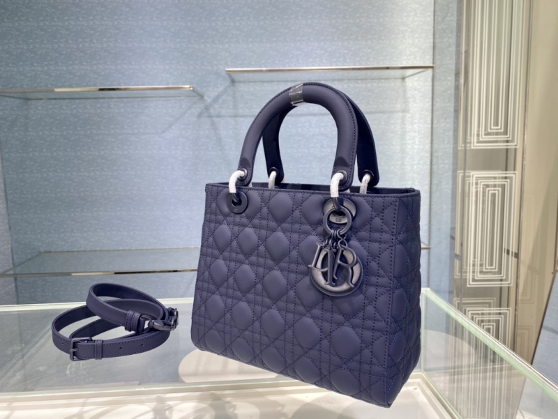 Christian Dior Medium Lady Dior Bag Dark Blue For Women 9.5in/24cm