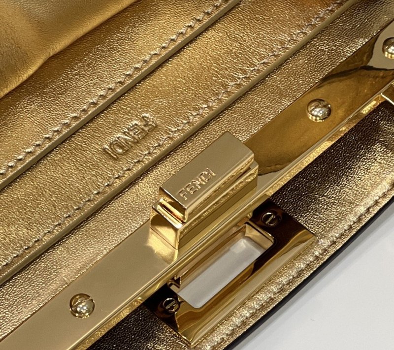 Fendi Peekaboo Small Gold Bag For Woman 27cm/11in