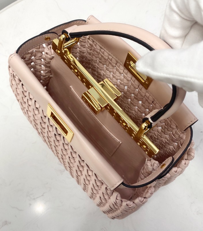 Fendi Peekaboo Mini Pale Pink Braided Bag For Woman 18cm/7in