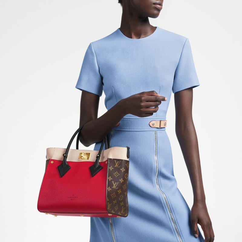 Louis Vuitton On My Side MM Tote Bag Monogram Canvas Red For Women, Women’s Handbags, Shoulder Bags 12in/31cm LV M53824