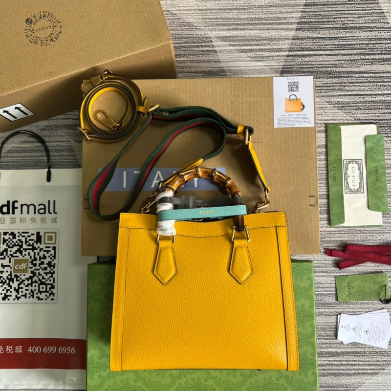Gucci Diana Small Tote Bag Yellow For Women, Women’s Bags 11in/27cm GG ‎
