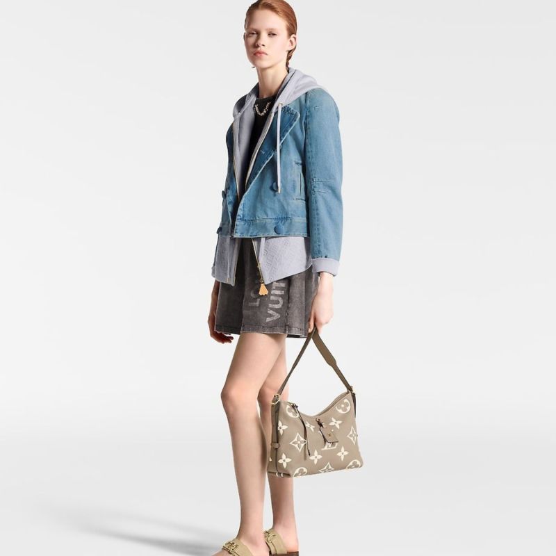 Louis Vuitton CarryAll PM Monogram Empreinte Gray / Crème Beige For Women 29.5cm/12in M47180