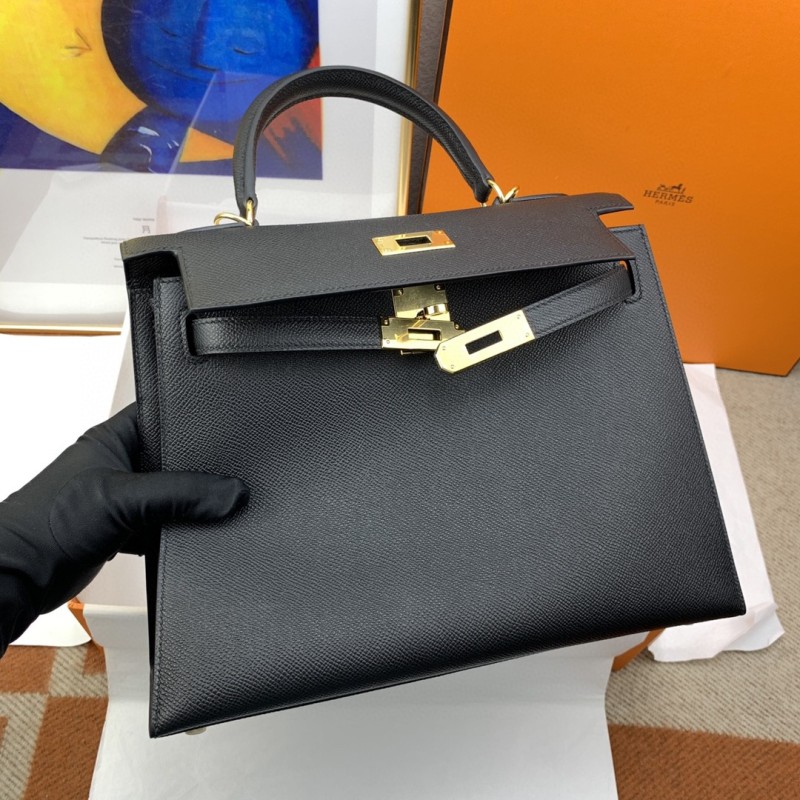 Hermes Kelly 28 Sellier Epsom Black Bag For Women, Women’s Handbags, Shoulder Bags 11in/28cm