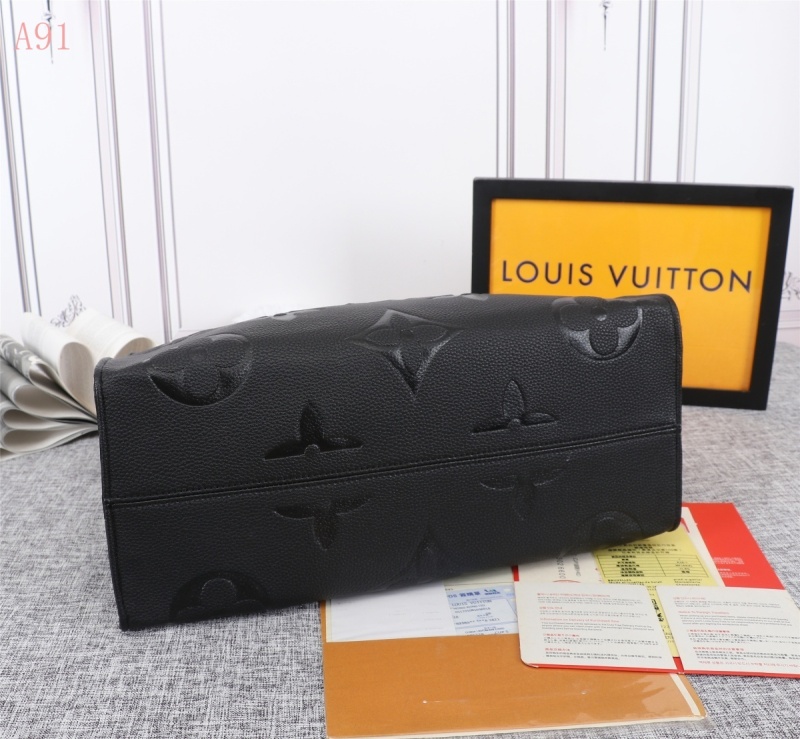 Louis Vuitton Onthego MM Monogram Empreinte Tote Bag Black For Women 35cm LV M45595