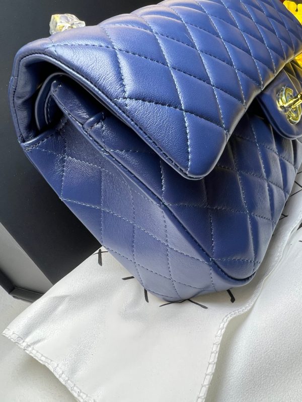 Chanel Classic HandBag Blue For Women 9.9in/25.5cm A01112