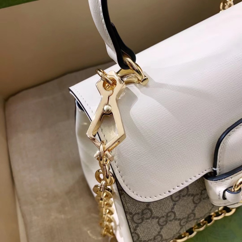 Gucci Horsebit 1955 Mini Bag White For Women, Women’s Bags 8.7in/22cm GG ‎703848 92TCK 9761