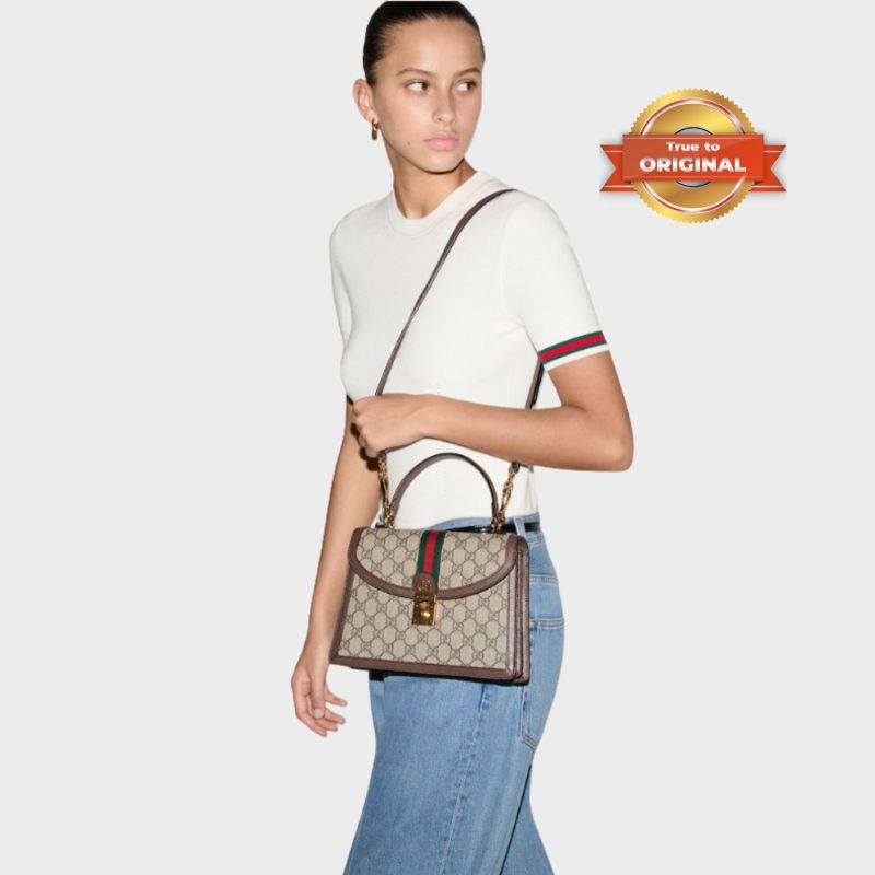 [True-to-ORIGINAL] Gucci Ophidia Medium Top Handle Bag Beige For Women 25cm/9.8in ‎- ‎651055 96IWX 8745