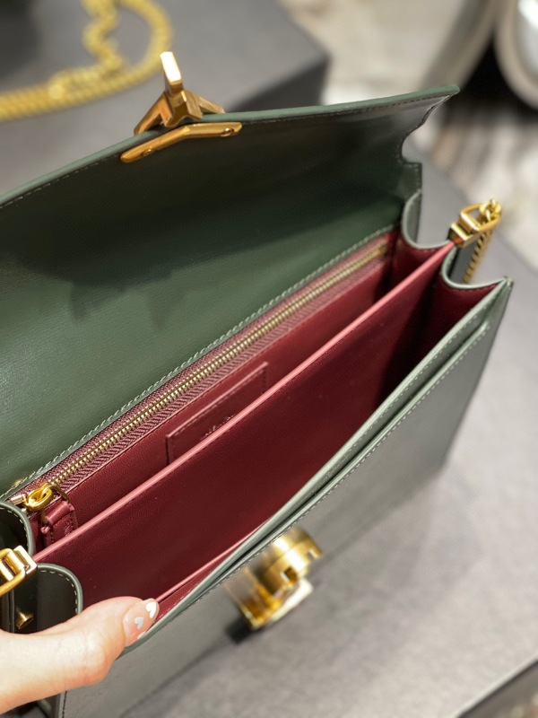 Saint Laurent Cassandra Medium Chain Bag Black/White/Red/Green/Burgundy For Women‎ 8.6in/22cm