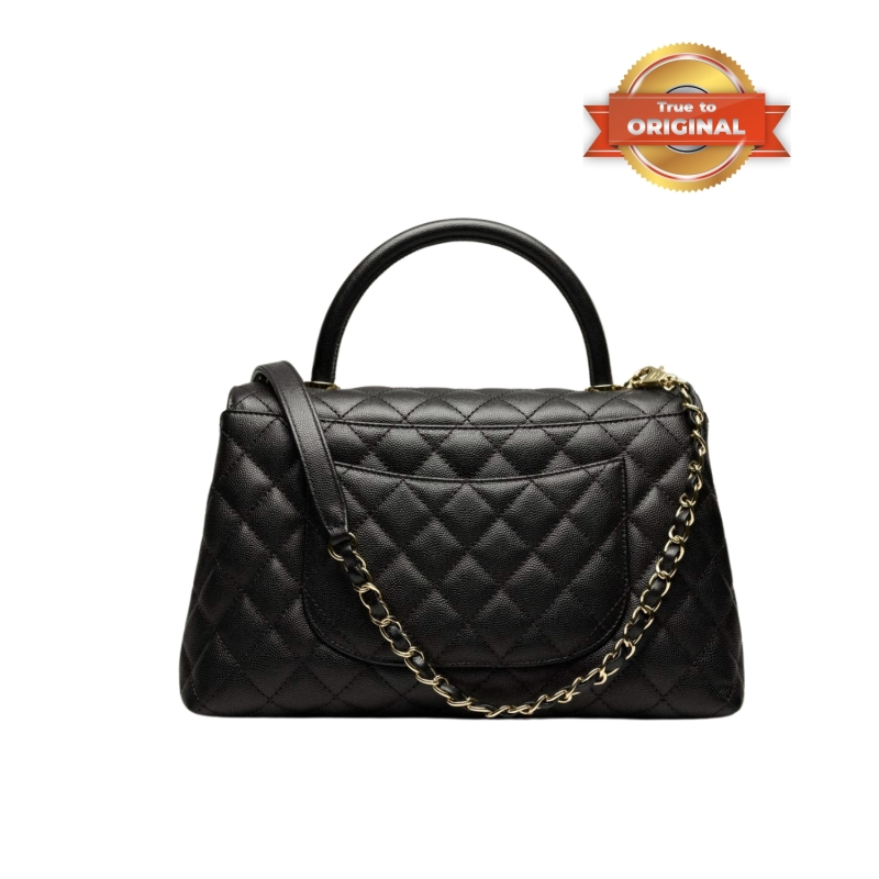[True-to-ORIGINAL] Chanel Large Flap Bag With Top Handle Black For Women 29cm/11.3in A92991 B05061 94305
