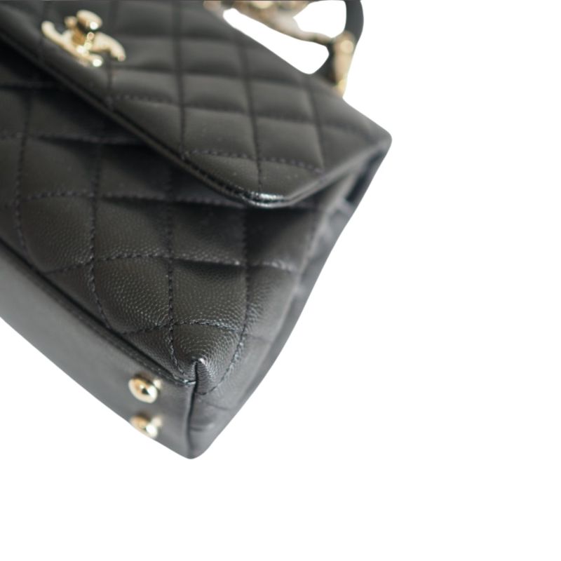 Chanel Coco With Top Handle Bag Black For Women 9.4in/24cm