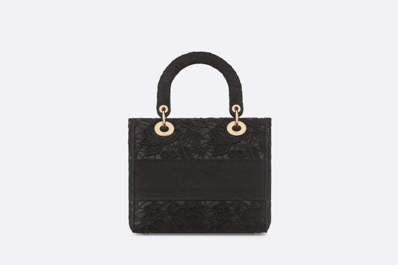 Christian Dior Medium Lady D-Lite Bag Black For Women M0565OSEL_M911- 9.5 Inches/ 24 Cm