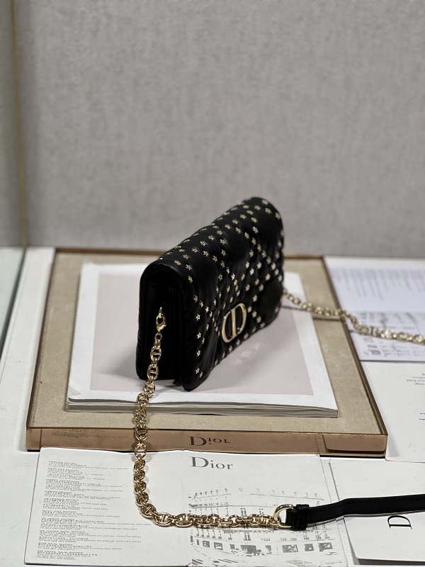Dior Caro Macrocannage Pouch Black/White For Women 7.5in/19.5cm S5135BNHH_M900