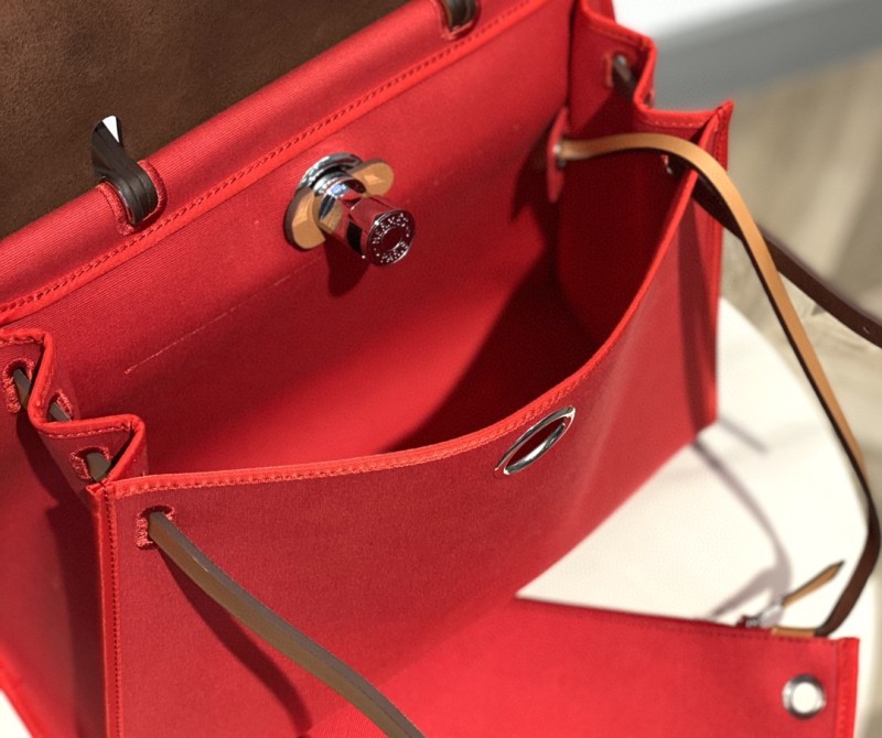 Hermes Herbag Zip Bag Red, Silver Toned Hardware Bag For Women, Women’s Handbags, Shoulder Bags 12.2in/31cm