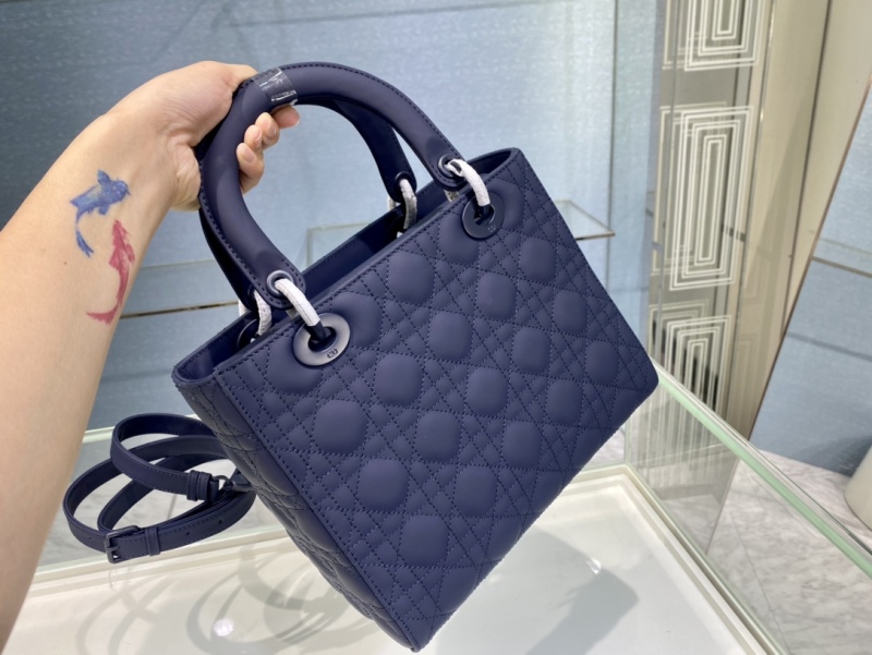 Christian Dior Medium Lady Dior Bag Dark Blue For Women 9.5in/24cm