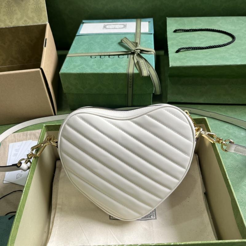 Gucci Interlocking G Mini Heart Shoulder Bag Red/White/Black For Women 20cm / 7.9in 751628 AACCL 6433