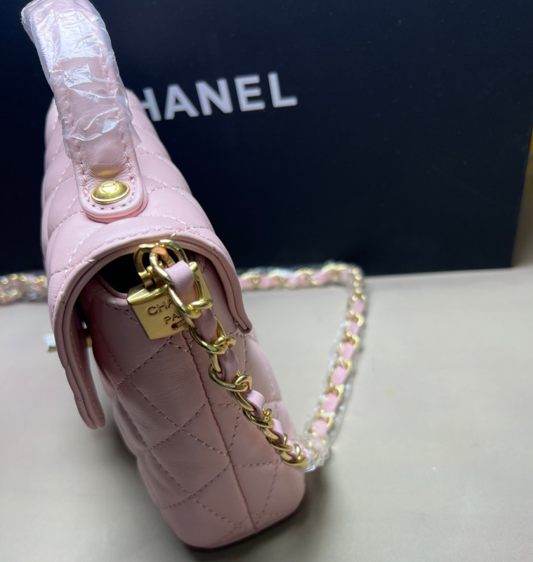 Chanel Small Flap Bag With Top Handle Light Pink 8.7in/22cm For Women AS5355-B19386-NADOE