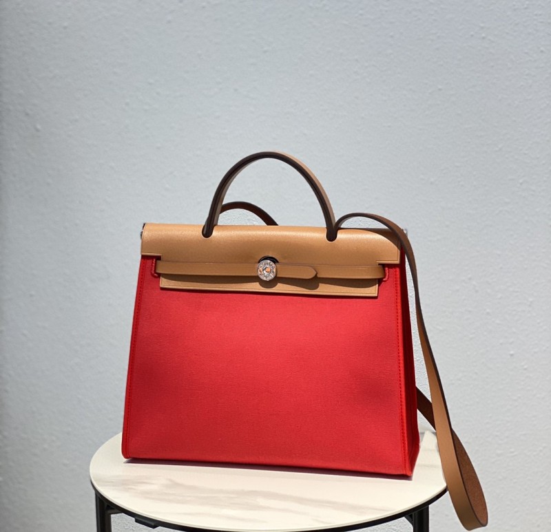 Hermes Herbag Zip Bag Red, Silver Toned Hardware Bag For Women, Women’s Handbags, Shoulder Bags 12.2in/31cm