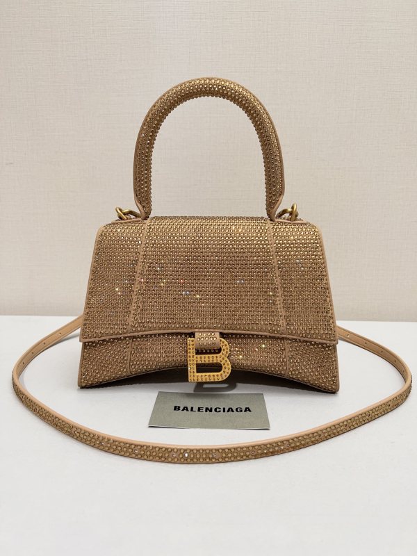 [True-to-ORIGINAL] Balenciaga Furry Hourglass Small Handbag With Rhinestones In Yellow For Women 24cm/9.4in