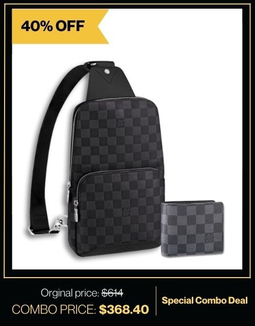 Exclusive Set Louis Vuitton: Avenue Sling Bag + Slender Wallet Damier Graphite
