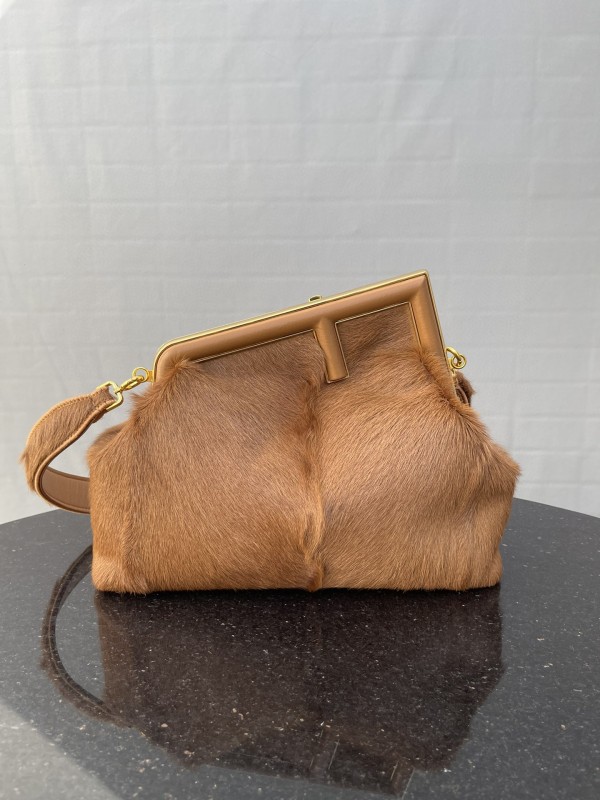 Fendi First Medium Brown Fox Fur Bag For Woman 32.5cm/13in