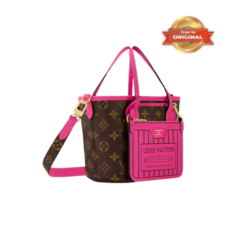 [True-to-ORIGINAL] Louis Vuitton Neverfull Bandoulière Inside Out BB Rose For Women 24cm/9.4in – M12106