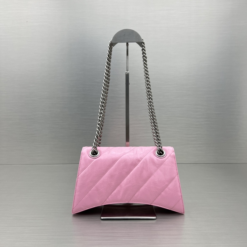 Balenciaga Crush Small Chain Bag Black/Pink/Silver/White For Women‎ 9.8in/24.9cm 716351210J09001