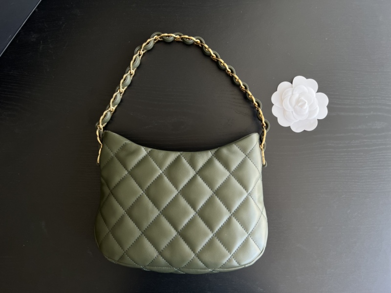 Chanel CC Hobo Bag White/Green Khaki For Women 9.4 in / 24 cm