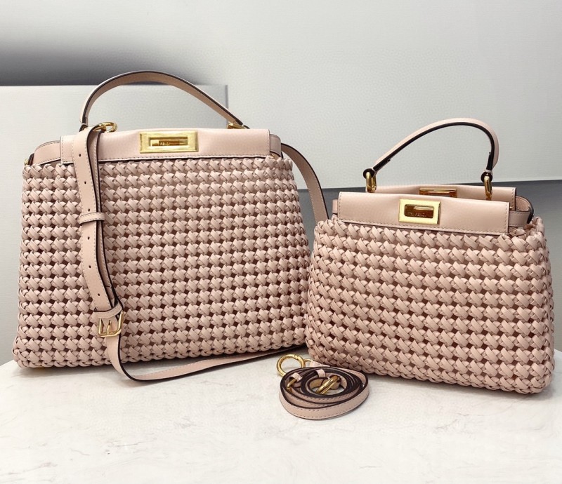 Fendi Peekaboo Mini Pale Pink Braided Bag For Woman 18cm/7in