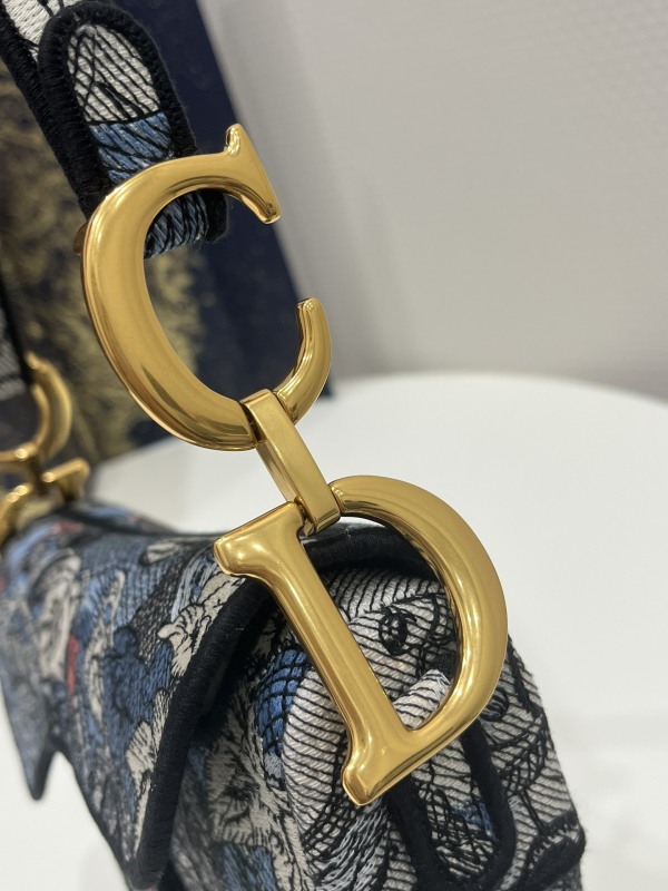 Dior Saddle Bag Denim Multicolor For Women 10in/25.5 cm M0446CRZI_M49E