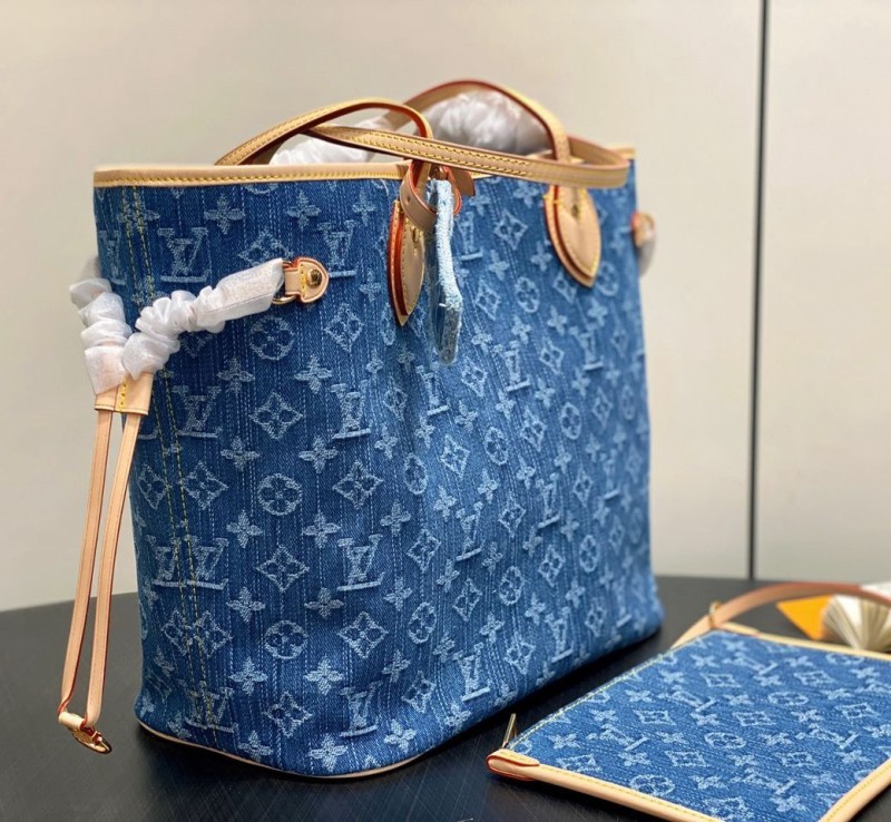 Louis Vuitton Neverfull MM Denim Blue For Women 12.2in/31cm M13192