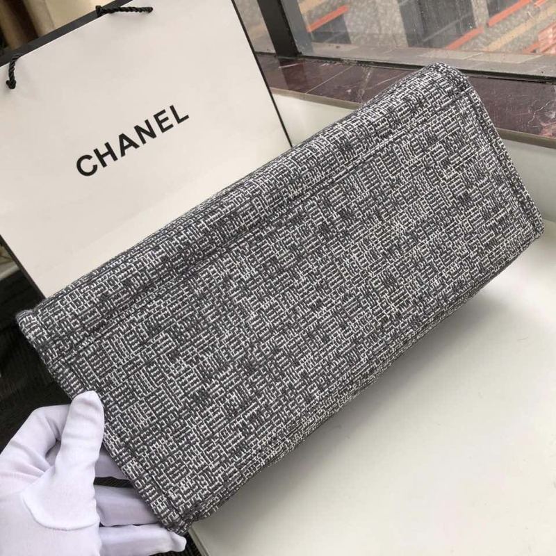 Chanel Deauville Tote Raffia Canvas Bag Black/White For Women 14.9in/38cm