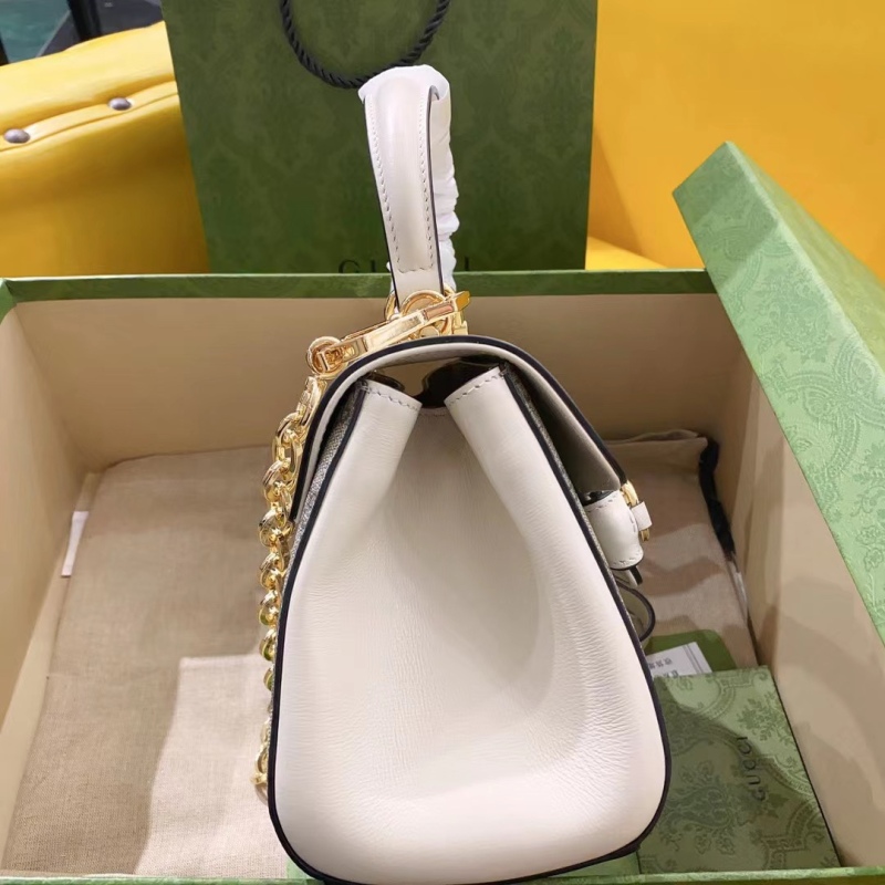Gucci Horsebit 1955 Mini Bag White For Women, Women’s Bags 8.7in/22cm GG ‎703848 92TCK 9761
