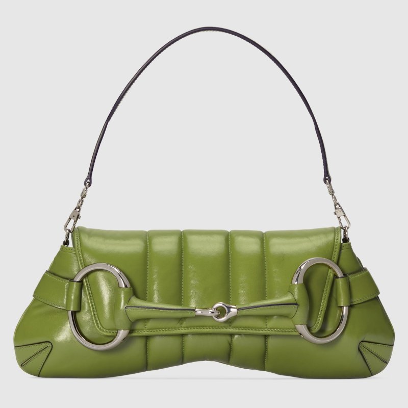 Gucci Horsebit Chain Medium Shoulder Bag Green For Women 15 Inches/ 38 Cm 764255 AACU1 3506