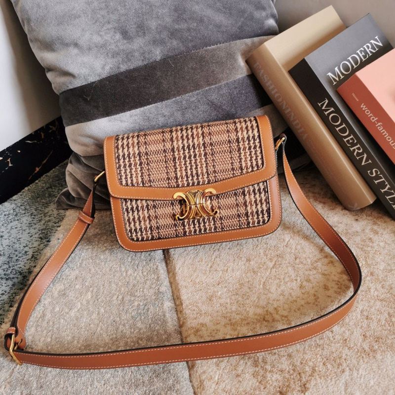 Celine Teen Triomphe Check Bag Brown For Women‎ 7in/18.5cm