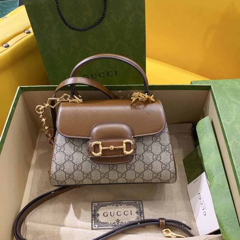 Gucci Horsebit 1955 Mini Bag Brown For Women, Women’s Bags 8.7in/22cm GG ‎703848 9AAAJ 8563