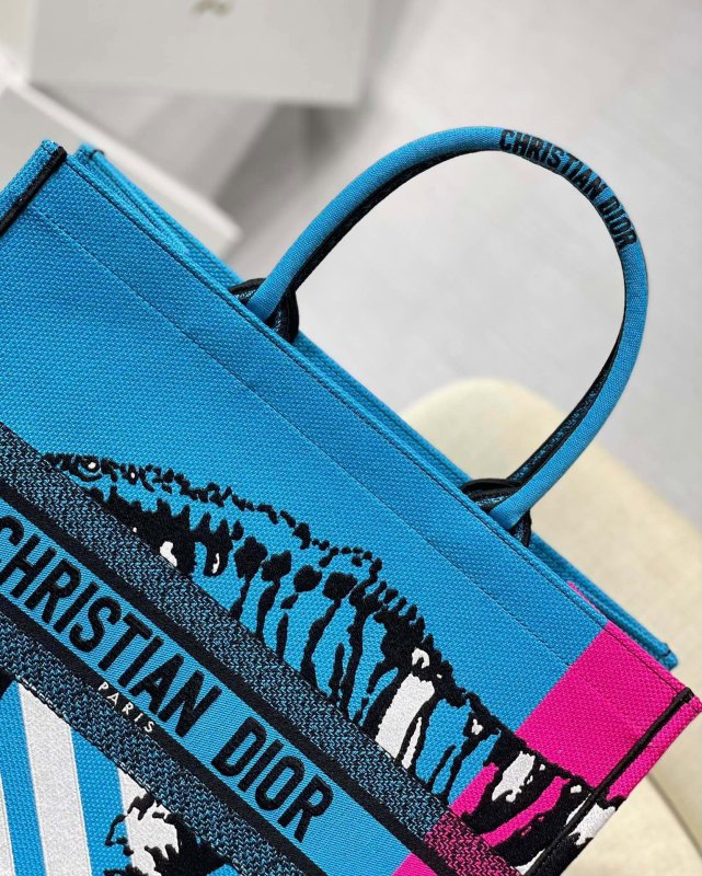 Christian Dior Large Dior Book Tote Blue And Pink, For Women, Women’s Handbags 16.5in/42cm CD