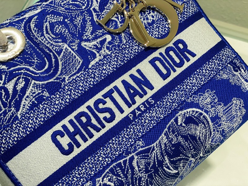 Christian Dior Medium Lady D-Lite Bag Blue, For Women, Women’s Handbags 24cm/9.5in CD M0565OROC_M808