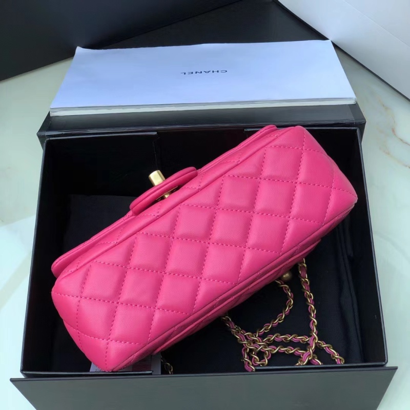 Chanel Flap Bag With CC Ball On Strap Pink For Women, Women’s Handbags, Shoulder And Crossbody Bags 7.8in/20cm AS1787