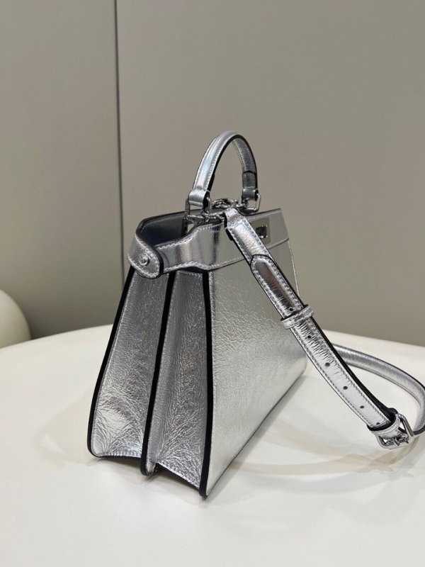 Fendi Peekaboo Small Silver Bag For Woman 27cm/11in