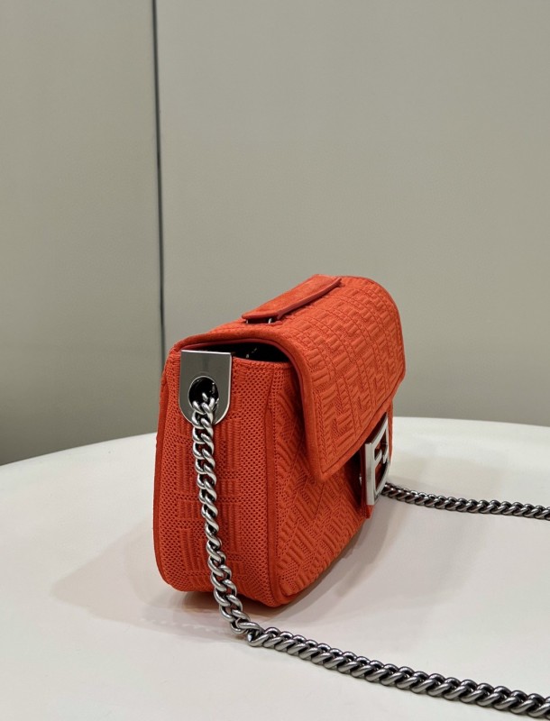 Fendi Baguette Chain Midi Red FF Fabric Bag For Woman 14.5cm/6in 8BR793AHW5F1F2I