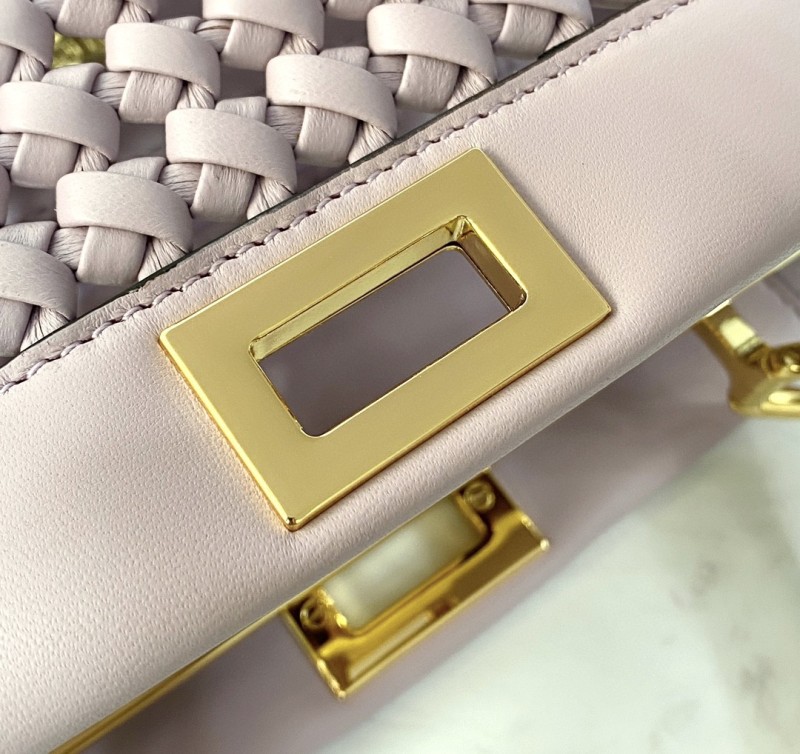 Fendi Peekaboo Mini Pale Pink Braided Bag For Woman 18cm/7in