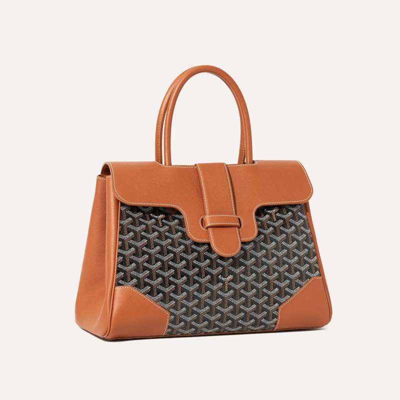 Goyard Saïgon Tote Navy Black And Tan Bag For Women SAIGOCMMLTY01CL03P- 34 Cm/ 13.3 Inches