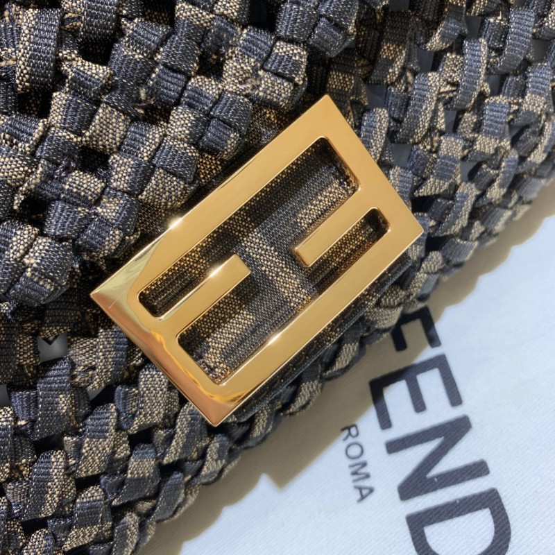 Fendi Baguette Jacquard Fabric Interlace For Women, Women’s Bags 10.2in/26cm FF 8BR600