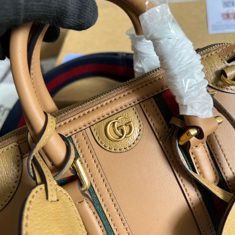 Gucci Mini Top Handle Bag With Double G White/Brown For Men 8.7in/22cm