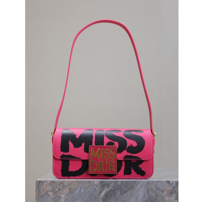 Miss Dior Flap Bag Fuchsia and Black For Women 22cm/8.5in  – M2610UZCJ_M929