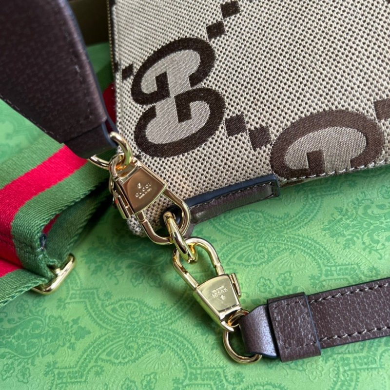 Gucci Jumbo GG Messenger Bag Camel And Ebony Jumbo GG Canvas For Women  9.6in/24.5cm GG 703468 92THF 1000