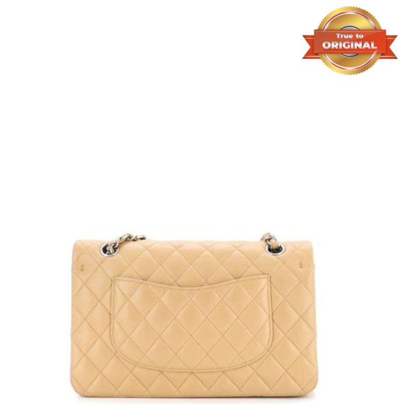 [True-to-ORIGINAL] Chanel Classic Flap Bag Beige For Women 10.2in/26cm A01112
