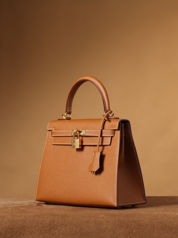 Hermes Kelly Epsom Gold Tone Lock Bag Brown For Women 9,8in/25cm