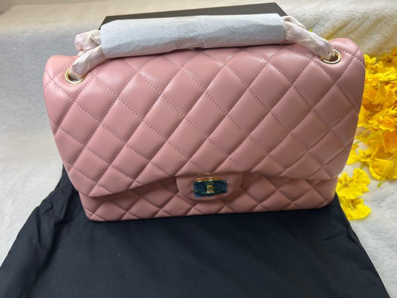 [True-to-ORIGINAL] Chanel Large Classic Handbag Light Pink For Women 30cm/11.7in A58600 Y04059 NW780