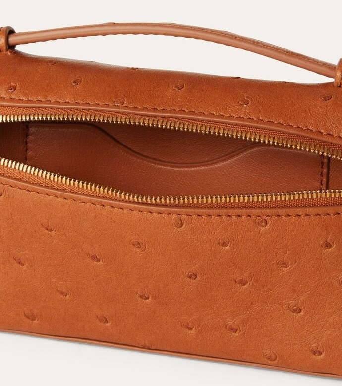 [True-to-ORIGINAL]Loro Piana Extra Pocket Mini Pouch Cognac For Women 5.9in/15cm FAN9926 E445